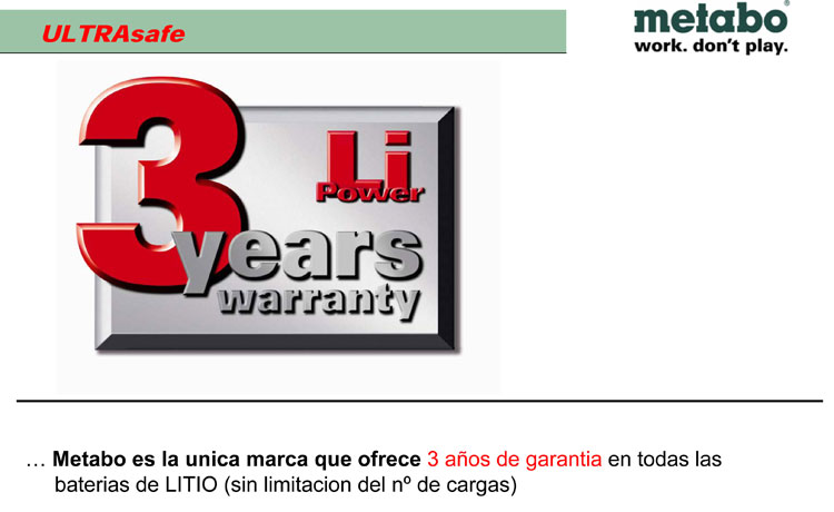 Metabo da 3 años de garantía